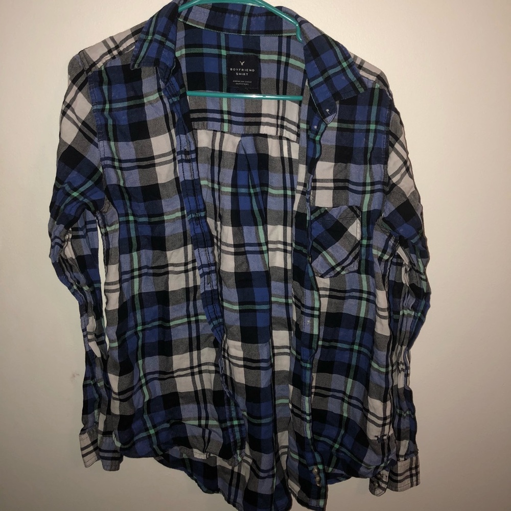 Blue American Eagle plaid shirt